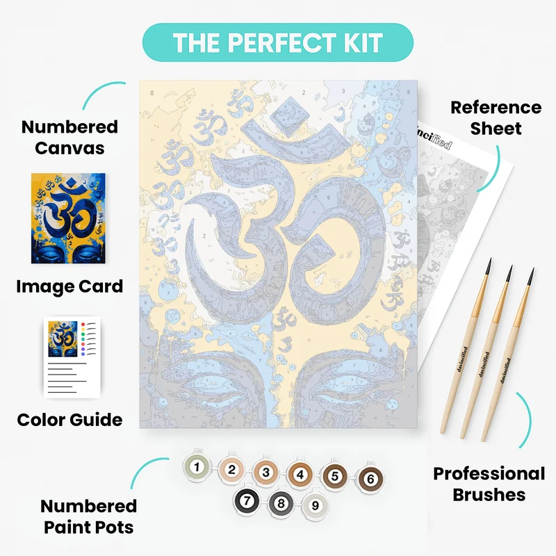 Om Symbol with Buddha Eyes - Paint by Numbers Kit