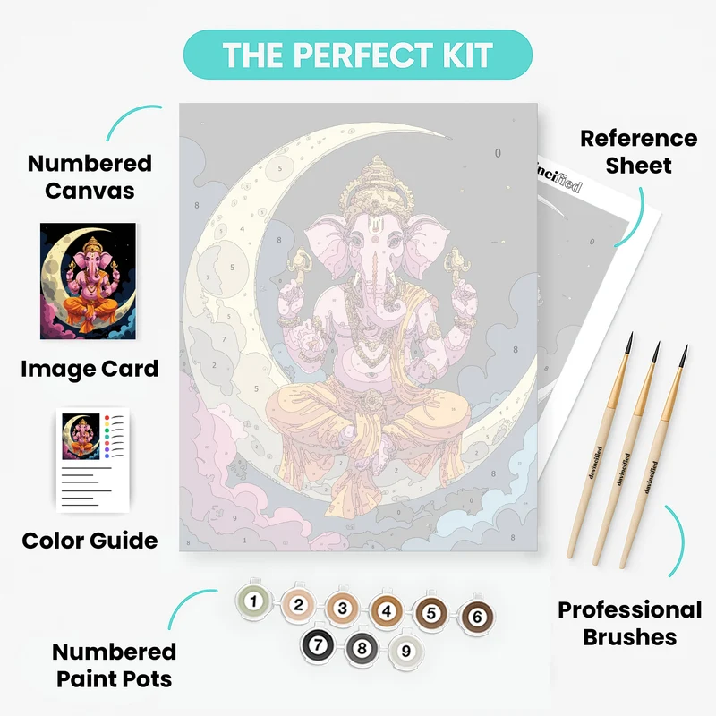 Lord Ganesha on Crescent Moon - Paint by Numbers Kit