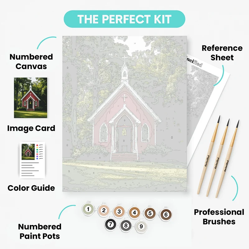 Little Red Chapel in the Woods - Paint by Numbers Kit