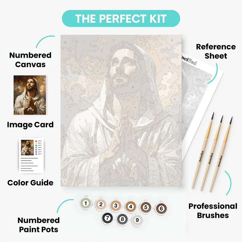 Praying in White Robe - Paint by Numbers Kit