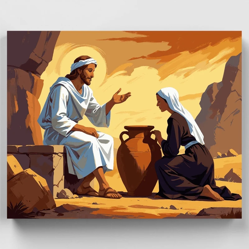 Jesus and the Woman at the Well - Paint by Numbers Kit