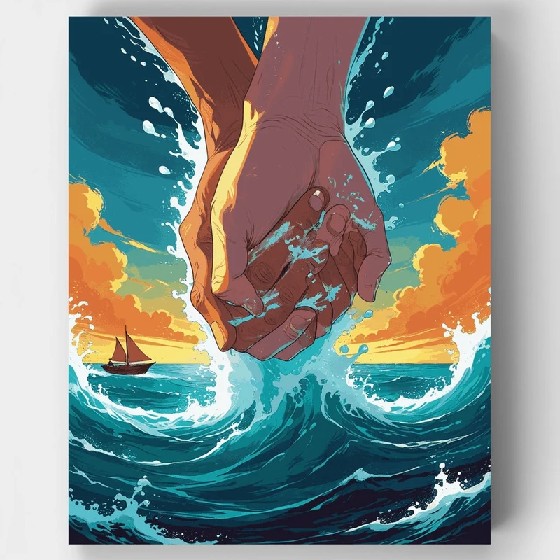 Divine Hands Parting the Sea - Paint by Numbers Kit