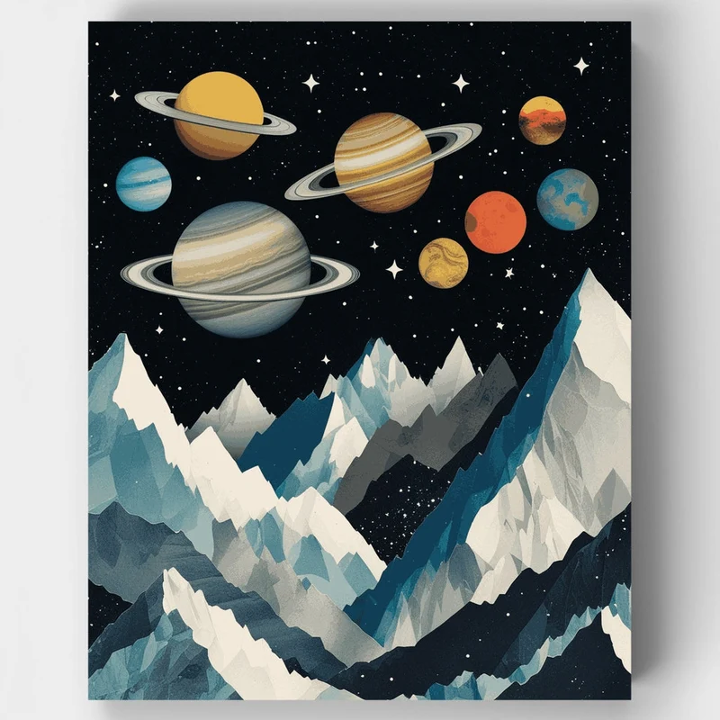 Solar System Mountains - Paint by Numbers Kit