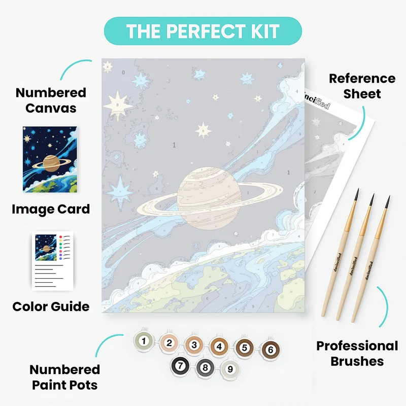 Saturn's Cosmic View - Paint by Numbers Kit