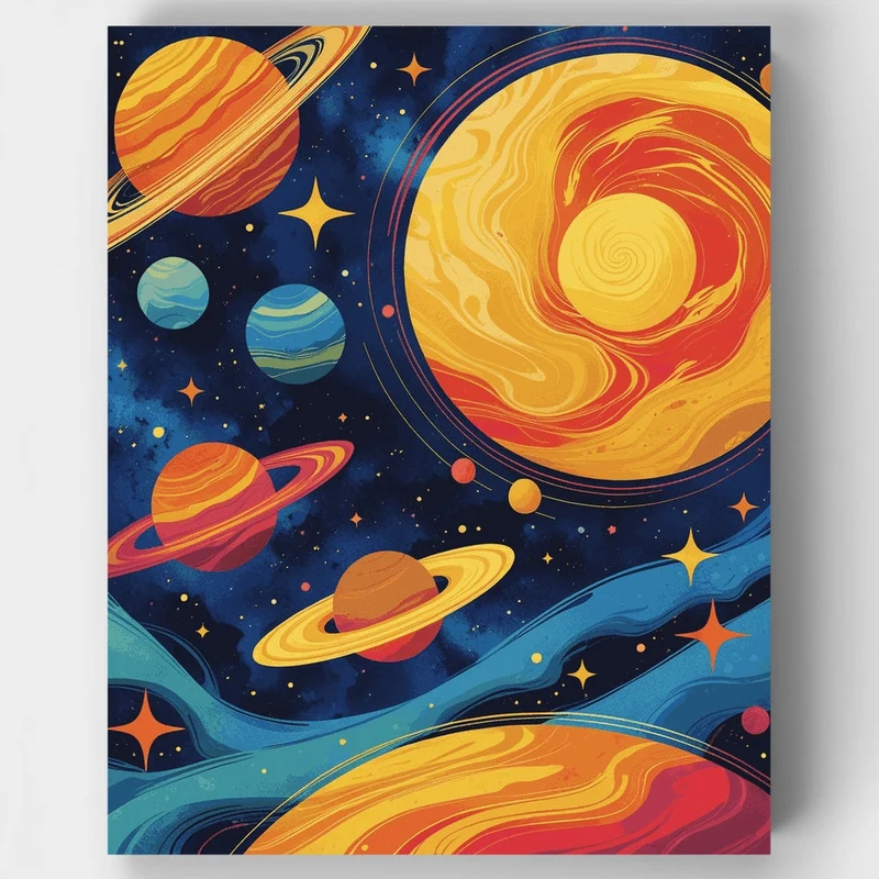 Colorful Solar System - Paint by Numbers Kit