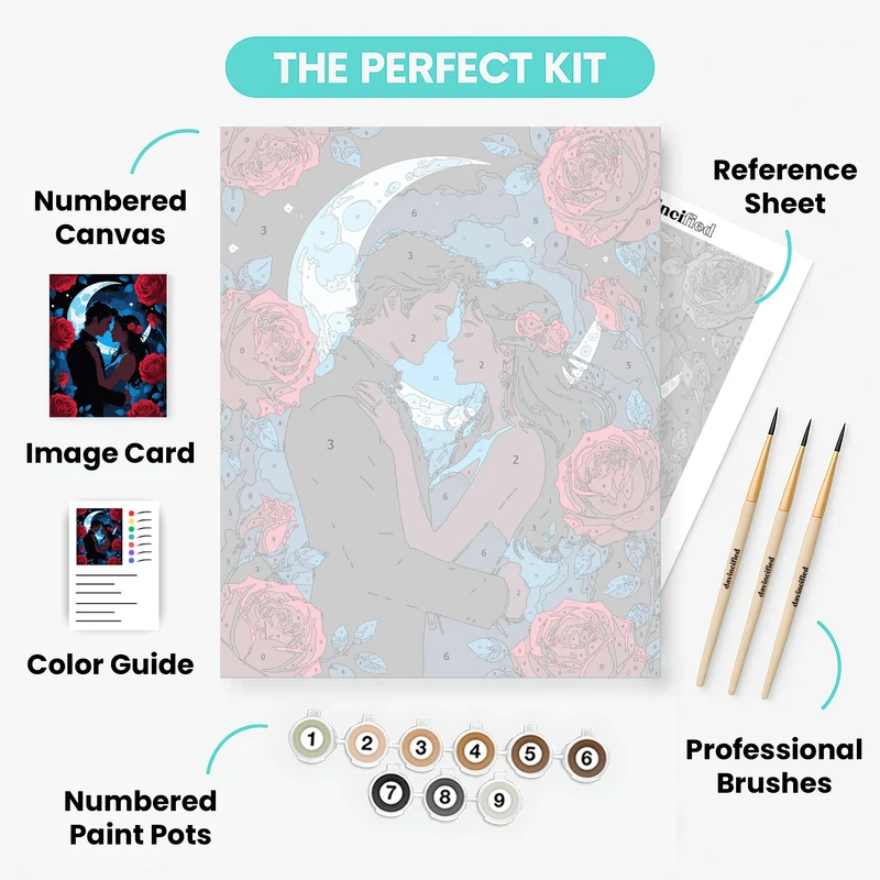 Moonlit Roses Romance - Paint by Numbers Kit