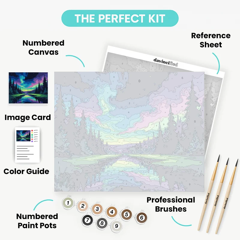 Northern Lights Forest - Paint by Numbers Kit