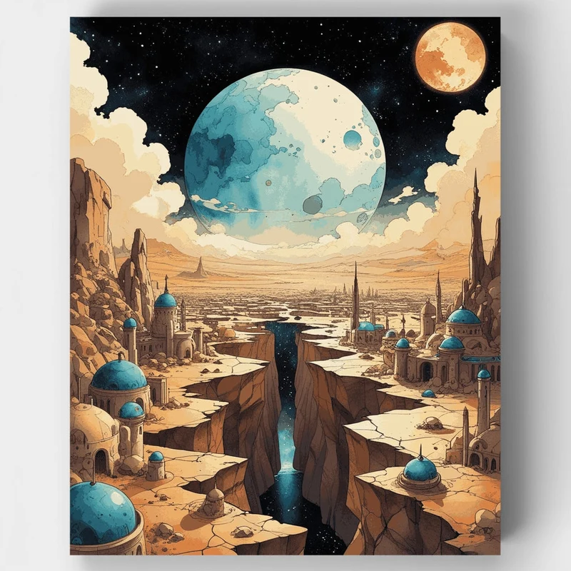 Alien Desert City - Paint by Numbers Kit