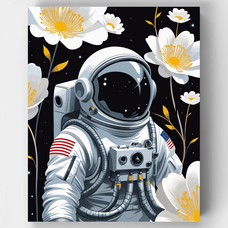 Cosmic Astronaut with Flowers - Paint by Numbers Kit