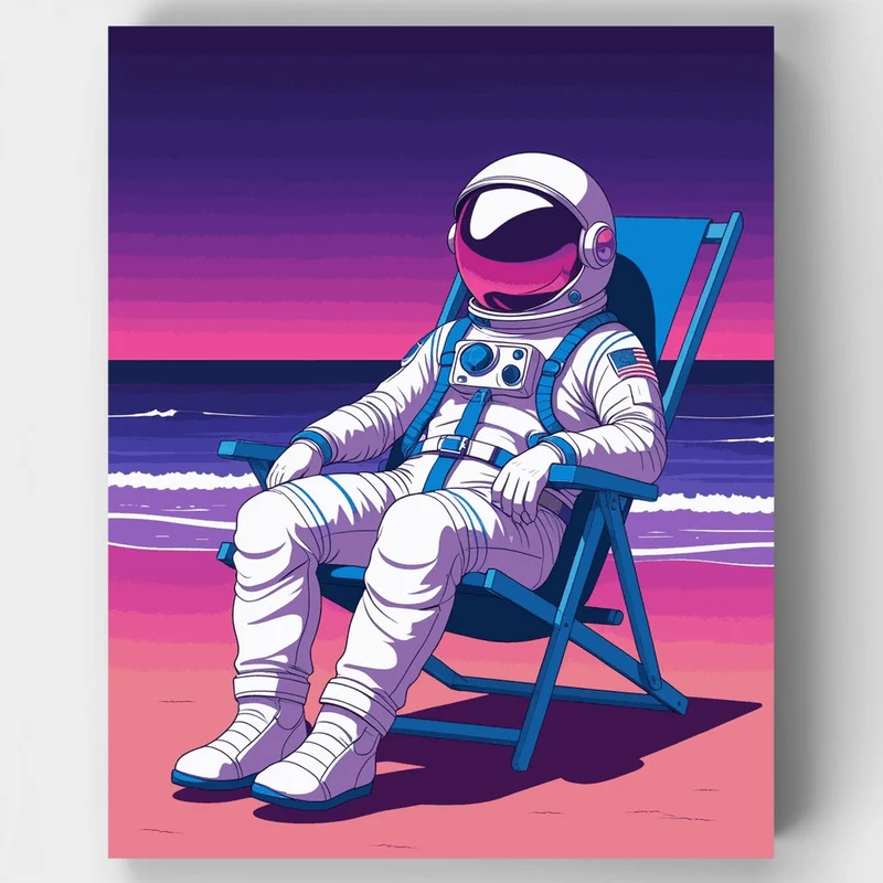 Astronaut Beach Day - Paint by Numbers Kit