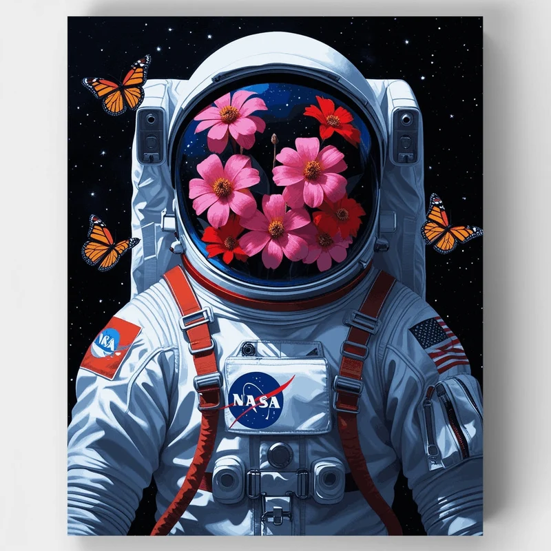 Cosmic Bloom Astronaut - Paint by Numbers Kit