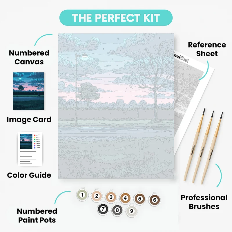 "Golden Hour at the Woodland Cabin" Paint by Numbers Kit