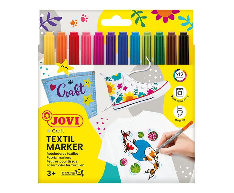 JOVI Jovidecor Textil fixky na textil so štetcovým hrotom 12 ks