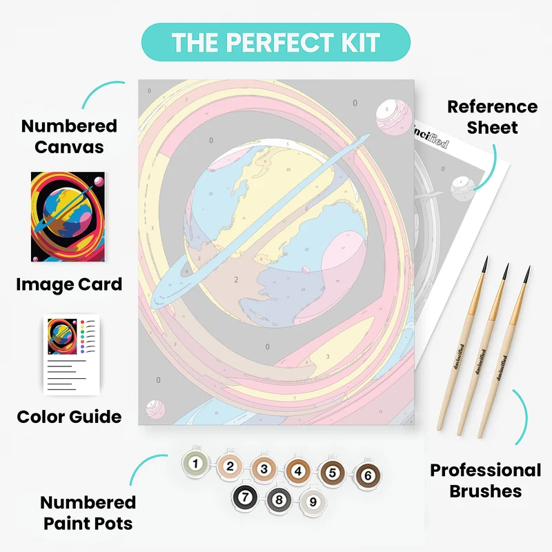 Colorful Saturn Planet - Paint by Numbers Kit