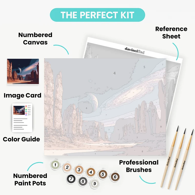 Alien Planet Landscape with Galaxy - Paint by Numbers Kit