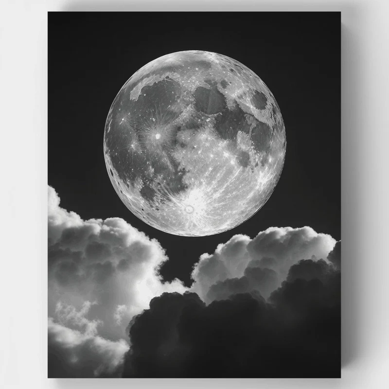 Full Moon Over Clouds - Paint by Numbers Kit
