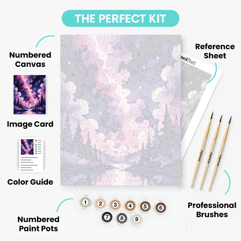 Cosmic Forest Reflection - Paint by Numbers Kit