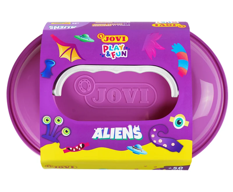 JOVI Play&Fun φυσική πλαστελίνη σε βαλιτσάκι Aliens - 50 τμχ