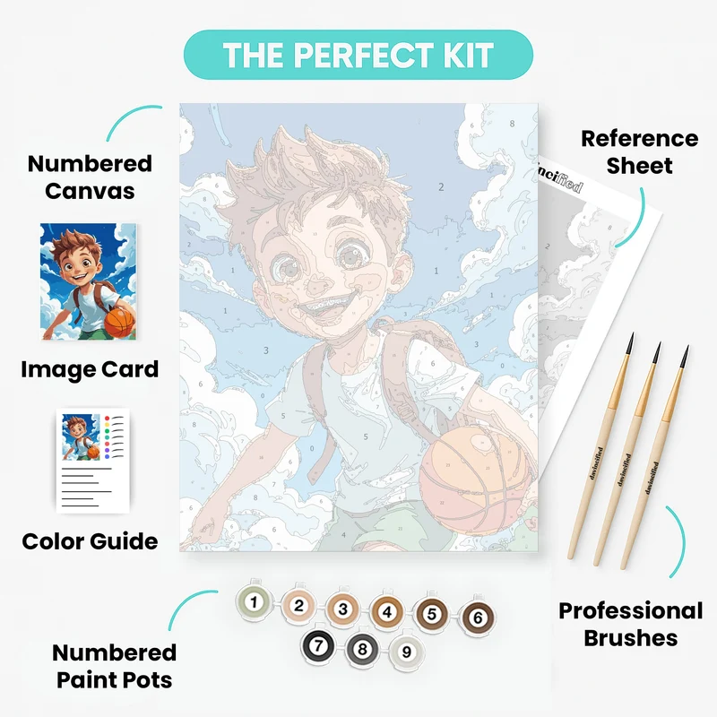 Joyful Basketball Adventure - Paint by Numbers Kit