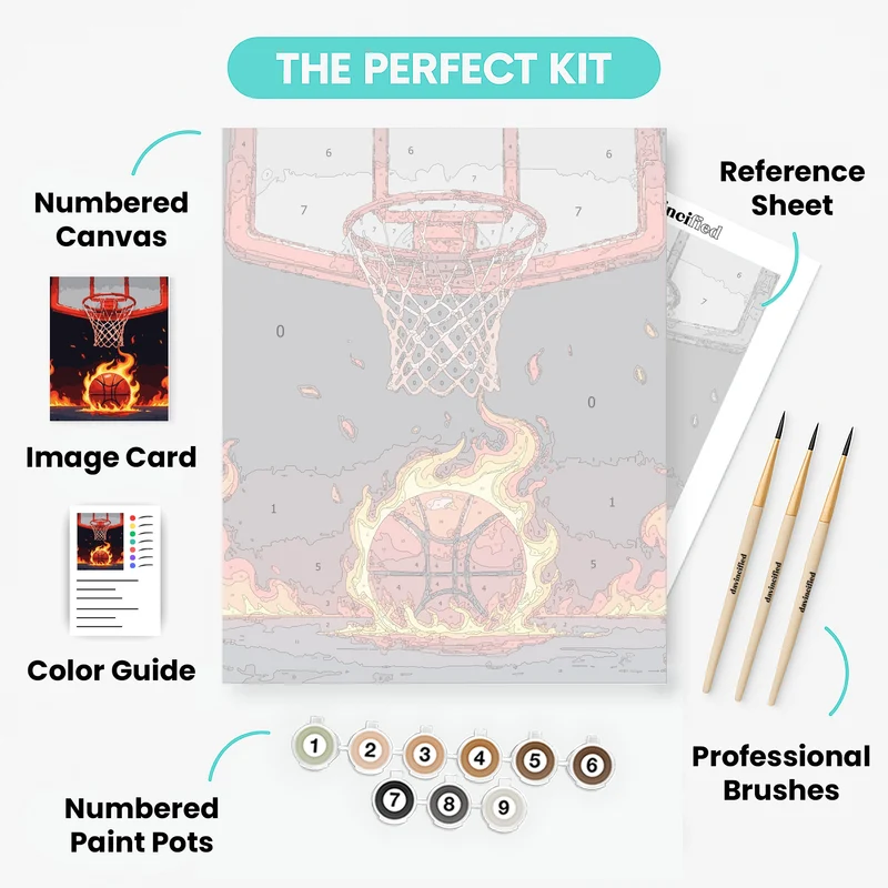 Flaming Basketball Hoop - Paint by Numbers Kit