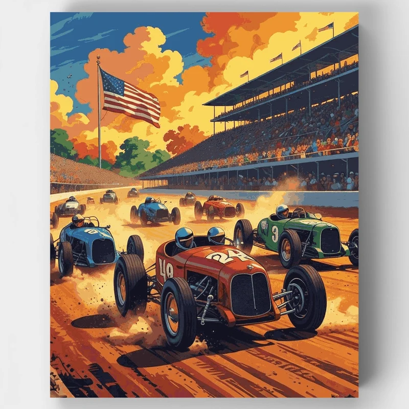 Vintage Racing Cars - Paint by Numbers Kit