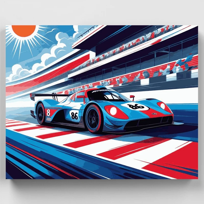 Racing Car on Track - Paint by Numbers Kit