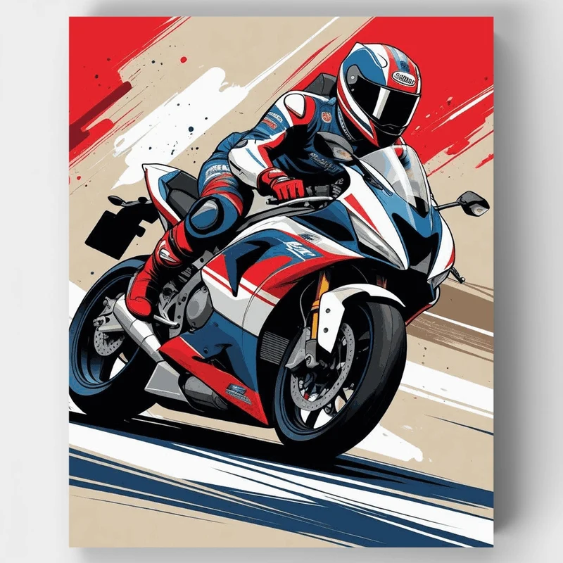 Sport Motorcycle Racer - Paint by Numbers Kit