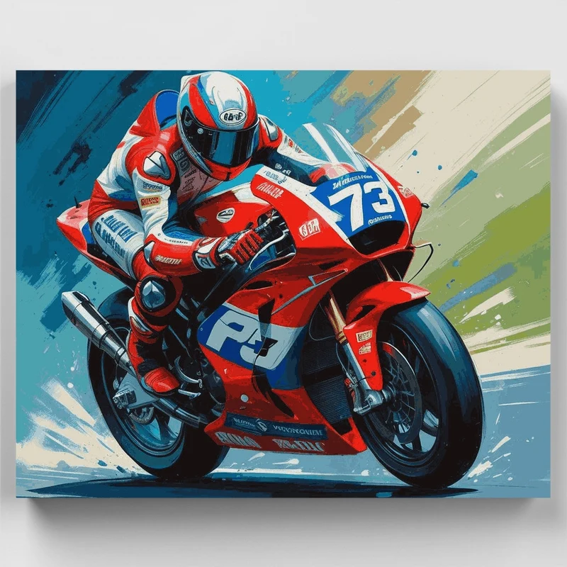 Dynamic Motorcycle Racer - Paint by Numbers Kit