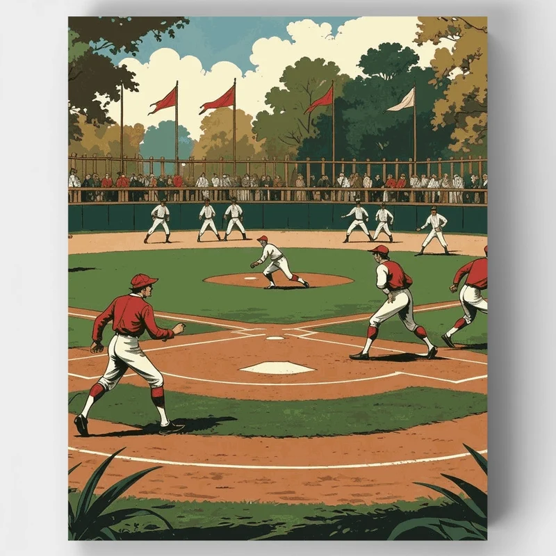 Vintage Baseball Game - Paint by Numbers Kit