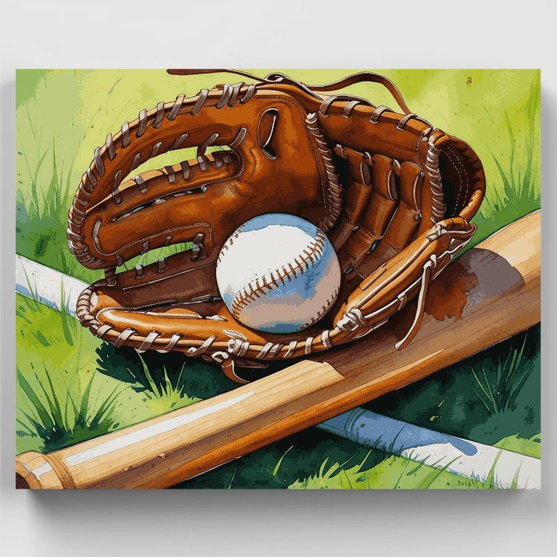 Baseball Glove and Bat - Paint by Numbers Kit