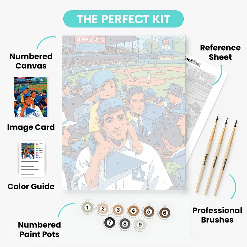 Father and Son in a Baseball Game - Paint by Numbers Kit