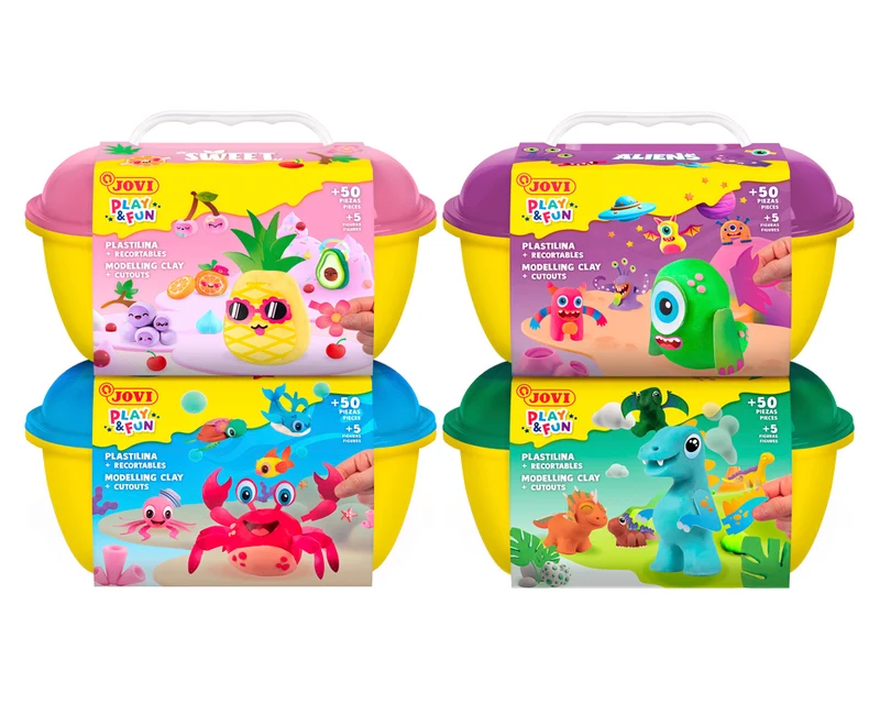JOVI Play&Fun prírodná plastelína v kufríku Jurassic – sada s príslušenstvom