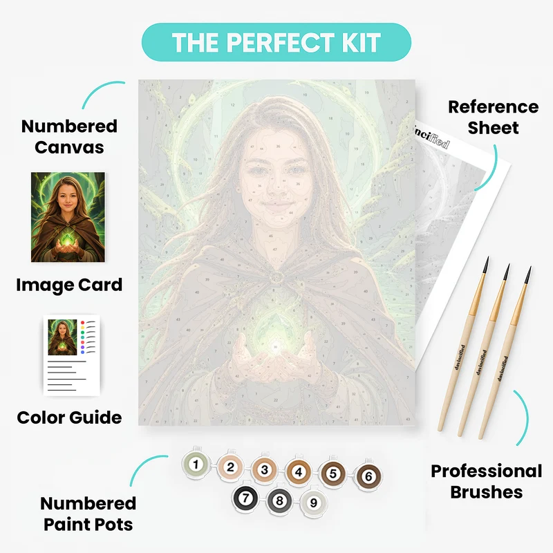 Mystical Nature Sorceress - Custom Paint by Numbers Kit