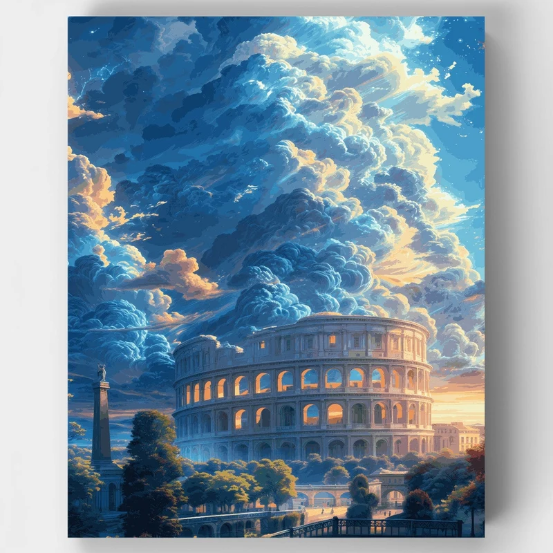 Roman Colosseum Under Dramatic Sky - Paint by Numbers Kit