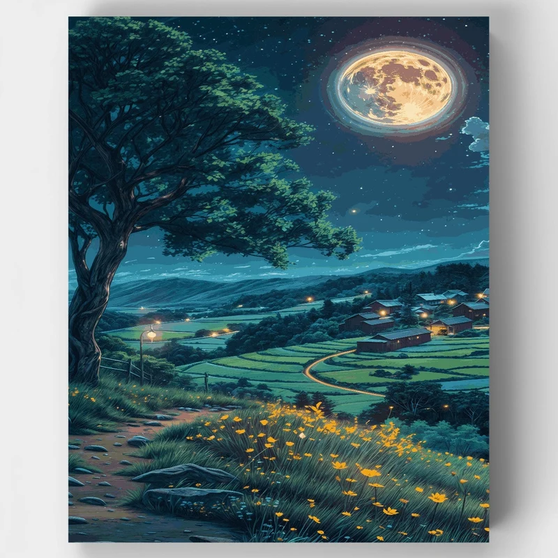 Enchanted Moonlit Countryside - Paint by Numbers Kit