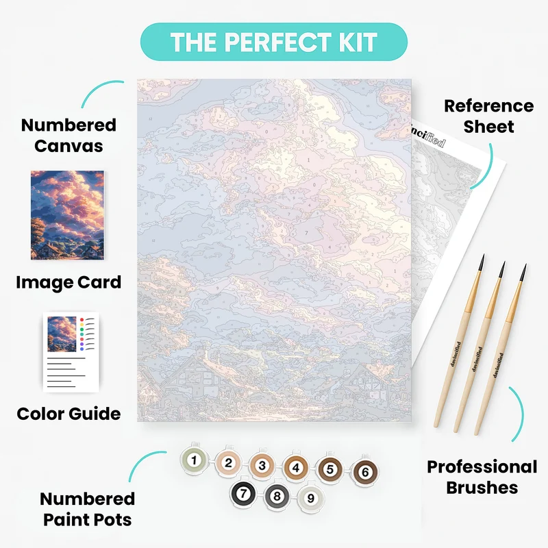 Dreamy Village Sunset - Paint by Numbers Kit