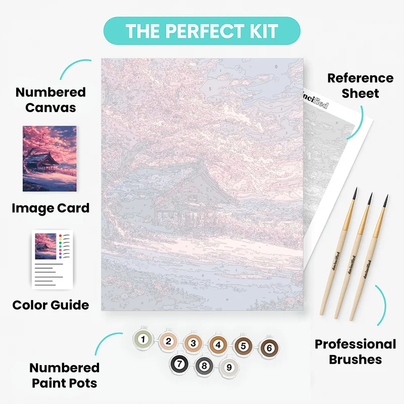 Cherry Blossom Temple - Paint by Numbers Kit