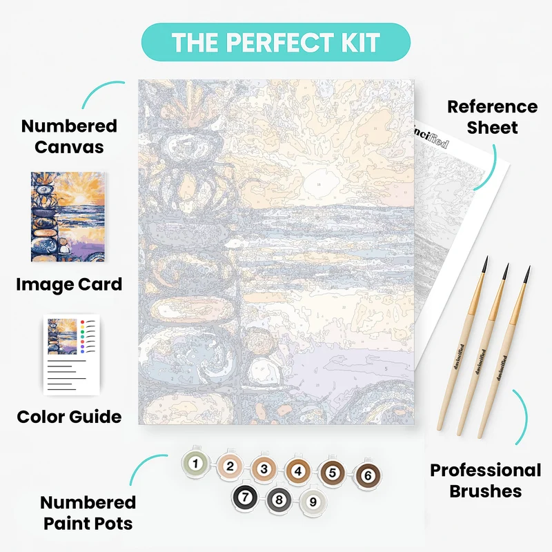 Zen Stones at Sunset - Paint by Numbers Kit