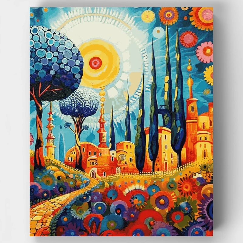 Whimsical Village Sunset - Paint by Numbers Kit