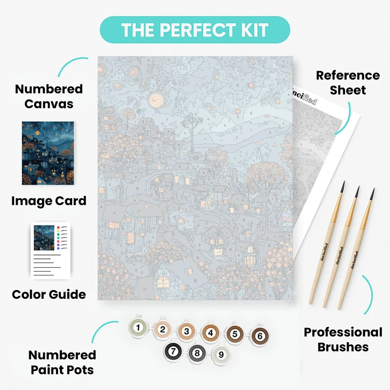 Moonlit Village - Paint by Numbers Kit