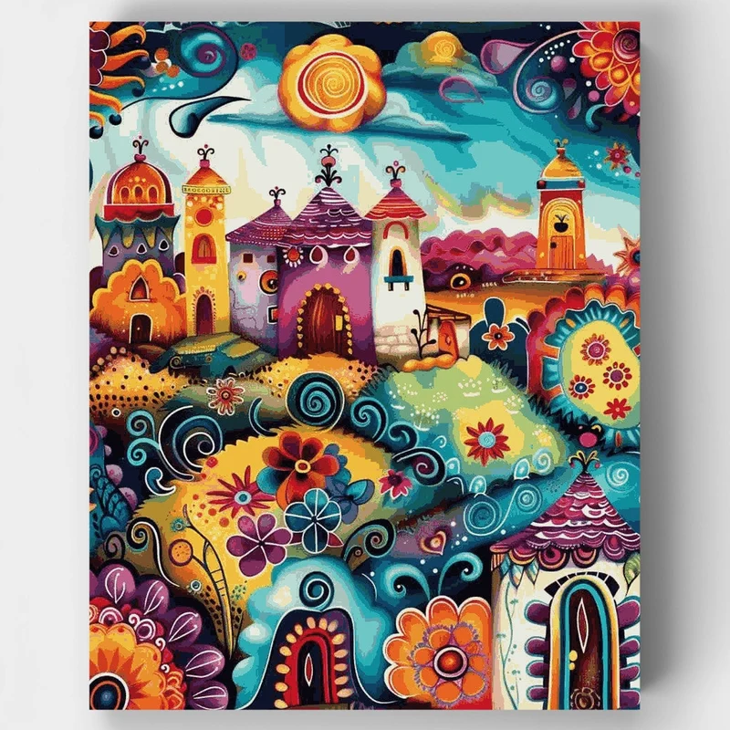 Whimsical Fantasy Village - Paint by Numbers Kit