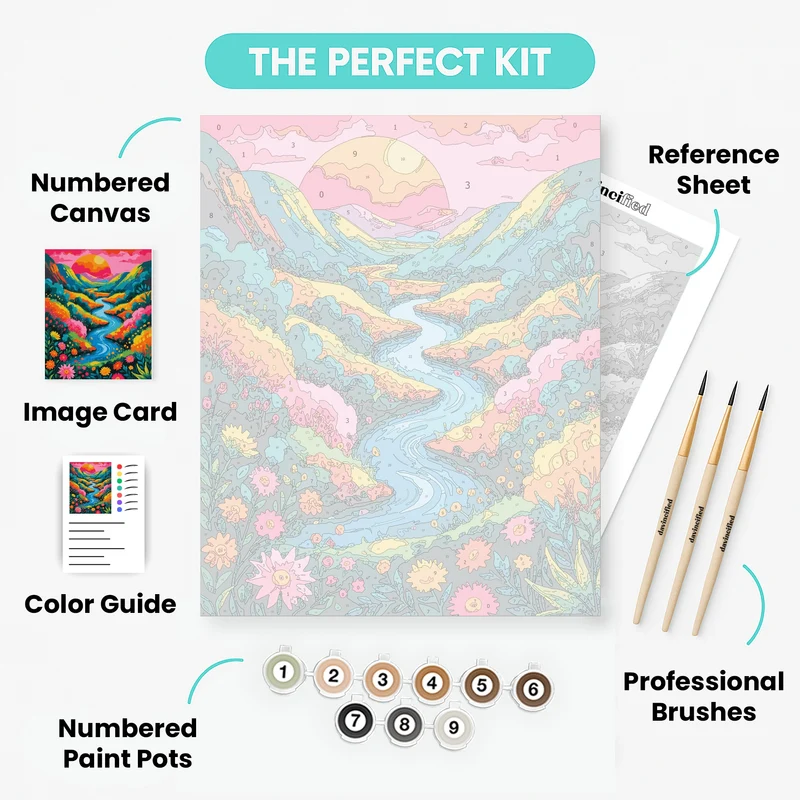 Vibrant Valley Sunset - Paint by Numbers Kit