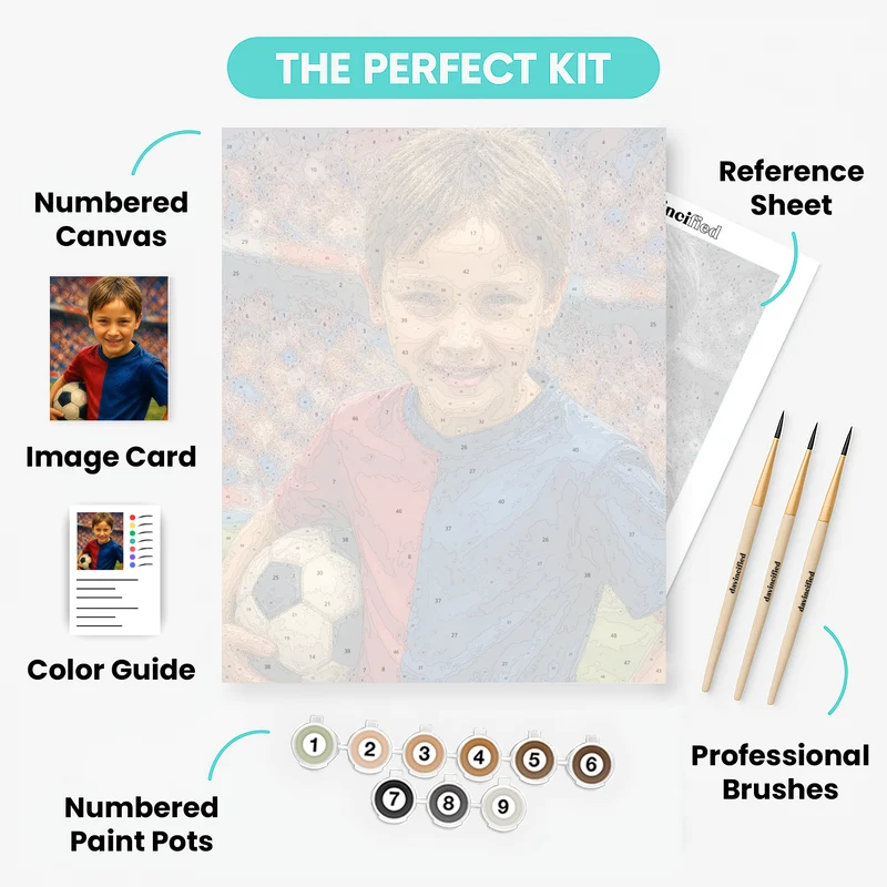 Red and Blue Soccer Star - Custom Paint by Numbers Kit