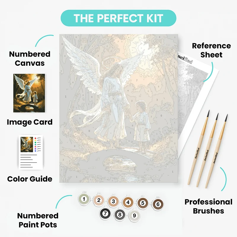 Angel Guiding Child Across Bridge - Paint by Numbers Kit