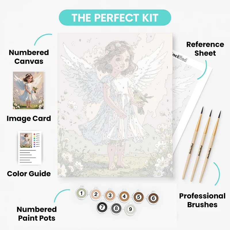 Angel Child with Bird - Paint by Numbers Kit