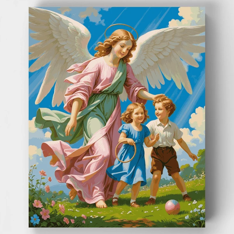 Guardian Angel with Children - Paint by Numbers Kit