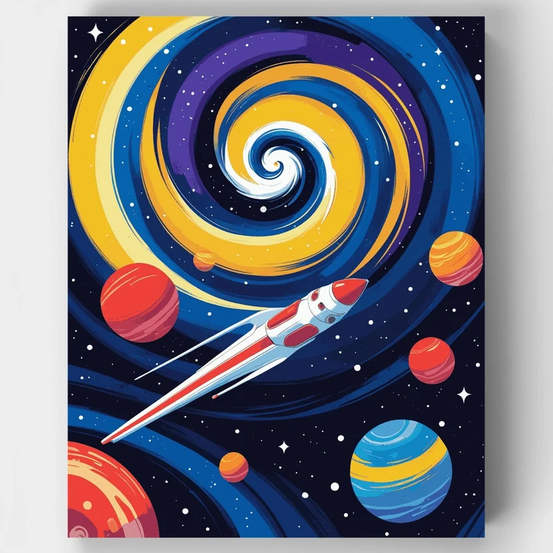 Cosmic Rocket Journey - Paint by Numbers Kit