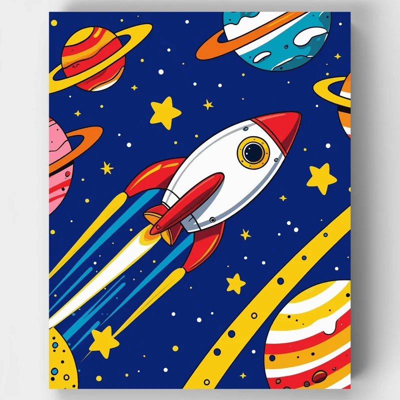 Cosmic Rocket Adventure - Paint by Numbers Kit