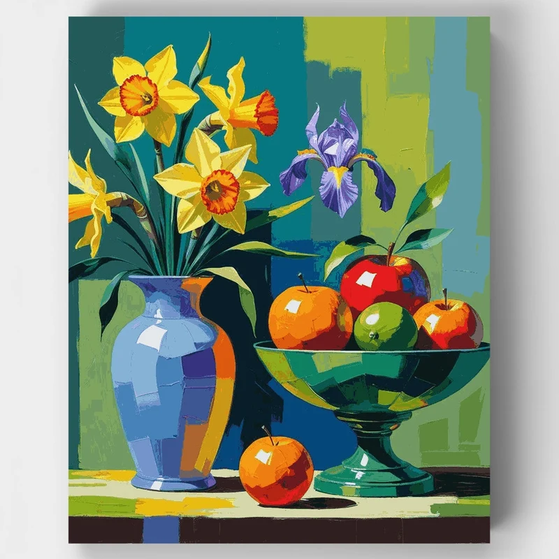 Spring Daffodils and Apples - Paint by Numbers Kit