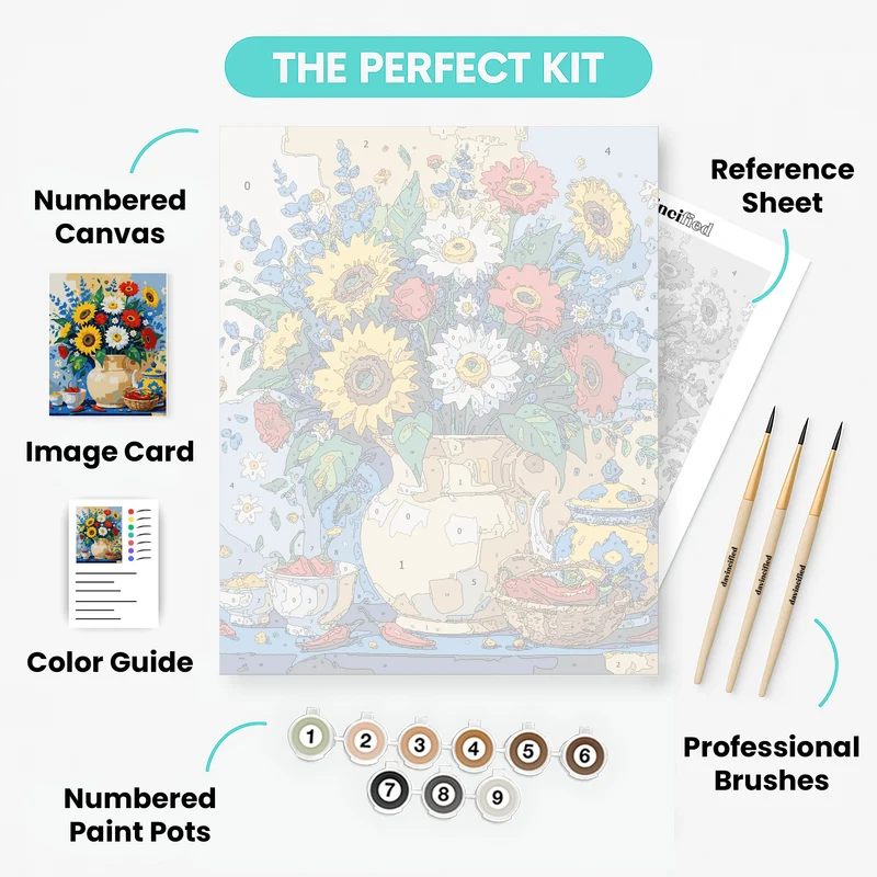 Vibrant Summer Bouquet with Chili Peppers - Paint by Numbers Kit